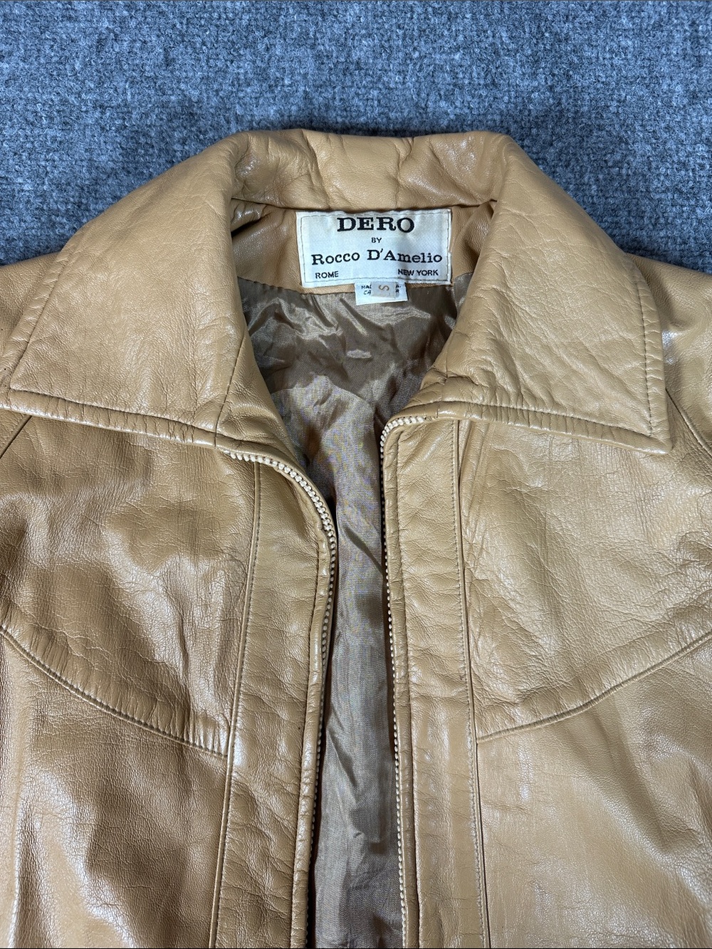VINTAGE Rocco D'Amelio Tan Leather Jacket With Lining